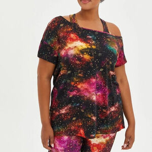 Torrid Cosmos Performance Jersey Off-Shoulder Short Sleeve Active Tee Size 3